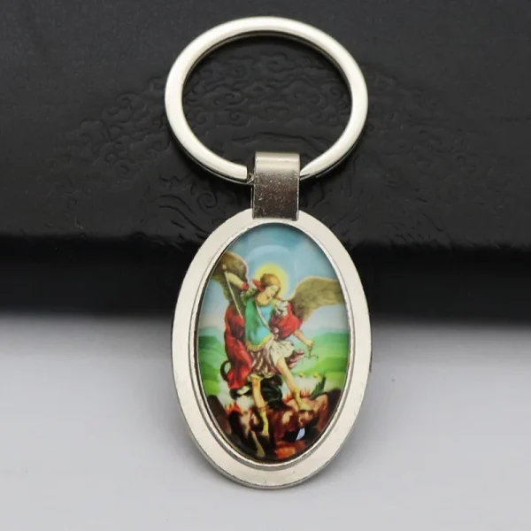Catholic Keychain Mini Metal Keychains New Cartoon Photo Frame Pendant and Car Keychain Accessory
