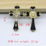 Mecrt Catholic Jesus Cross Pendant 8*4.5cm Saint Benedict Crucifix Cross for Necklace Keychain Making - Image 3