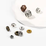 Zinc Alloy Disc Beads with Inlaid Diamonds DIY Handmade Bracelet Jewelry & Abacus Components Jewelry Findings Spacers