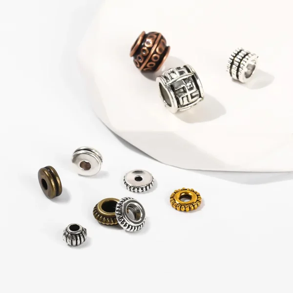 Zinc Alloy Disc Beads with Inlaid Diamonds DIY Handmade Bracelet Jewelry & Abacus Components Jewelry Findings Spacer