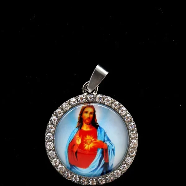 Zinc Alloy Catholic Saint Charm Pendant for Religious Round Jesus Angel Madonna Pendant