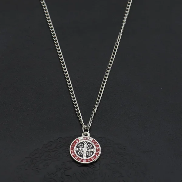 Mecrt Catholic Angel Pendant Blue and Red Vintage DIY Religious Metal Necklace Enamel Color Crafts Religious