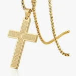 Mecrt Gold Plated Religious Stainless Steel Cross Necklace for Men and Women Lord's Prayer Pendant 4 Colors Gift - Image 2