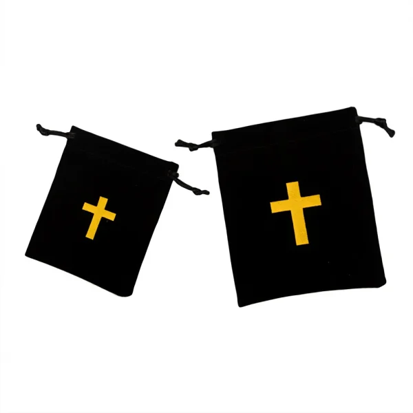 Catholicism Flannel Rosary Pouches Spiritual Prayer Bead case Pull-out Bundle Mouth Bag Christian Cross Bag Wholesale
