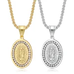 Virgin Mary 18K Gold-Plated Stainless Steel Necklace Cross-Border Popular Jewelry Christian