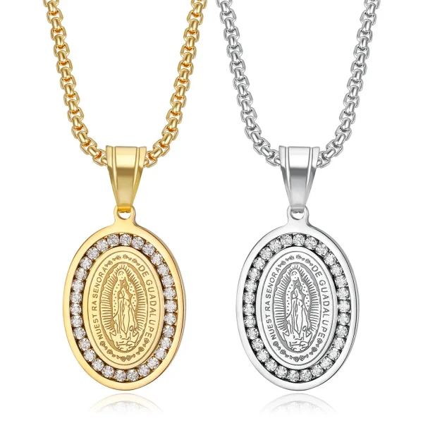 Virgin Mary 18K Gold-Plated Stainless Steel Necklace Cross-Border Popular Jewelry Christian