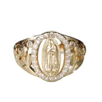 Catholic Notre Dame Handicraft Diamond Ring Copper Gold Plated Hollow Jewelry Fashion Ring Jewelry Women's High Sense - Image 5