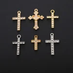 Simple Fashion Cross Alloy Inlaid Diamond Small Pendant DIY Bamboo Chain Sporty Unisex Necklace & Bracelet Accessories - Image 3
