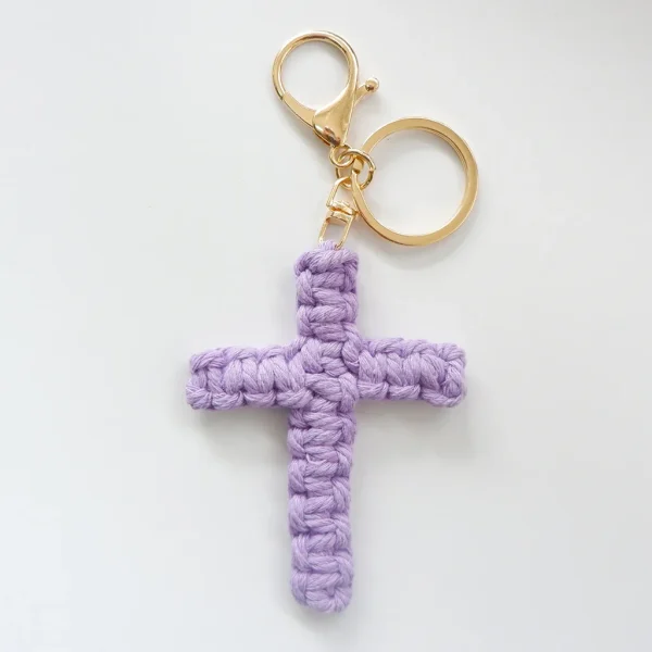 W Cross Pendant Holiday Decoration Hanging Ornament Cotton Rope Woven Handmade Accessory Car Keychain Backpack