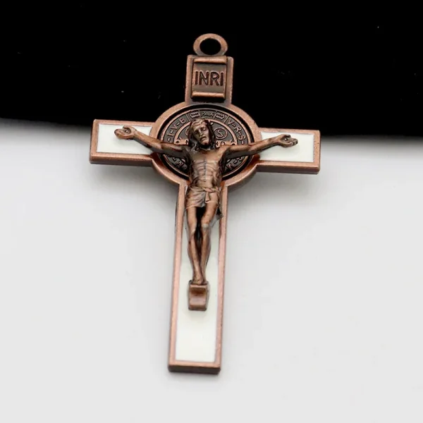 Mecrt Cross Jesus Pendant 7.5*4.5cm Church Catholic Christian Religion Saint Benedict Retro Cross INRI Multiple Colors J