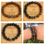 Wholesale Custom Cross Charm Wooden Beads Frosted Stones Gemstone Men's Bracelet Healing Energy Natural Stones Bracelets for Men - Image 5