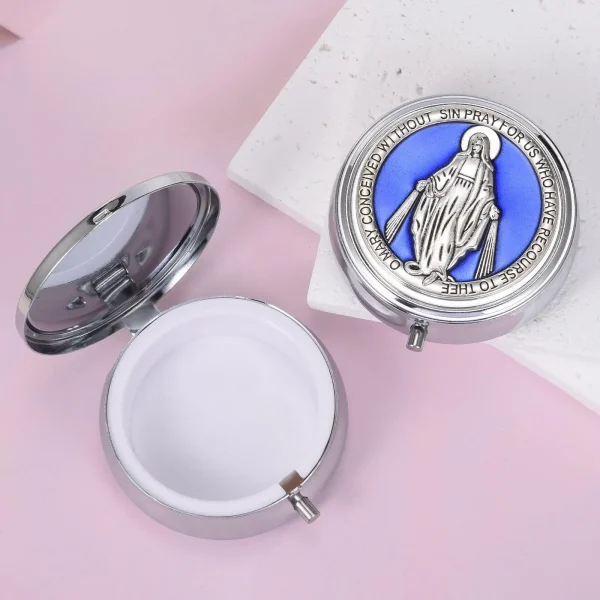 Wholesale Metal Rosary Bead Boxes, Colorful Virgin Mary Themed Small Jewelry Boxes