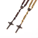 Catholic Rosary Necklace Wooden Beads Cross Jesus Crucifix Decade Paternoster Beads Custom Personalized Rosaries - Image 5