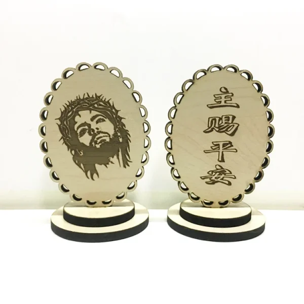 Mecrt Solid Wood Hollow Carved Reiligious Prayer ICONS Car Home Decoration Table Ornaments Souvenir Crafts Gifts Home De