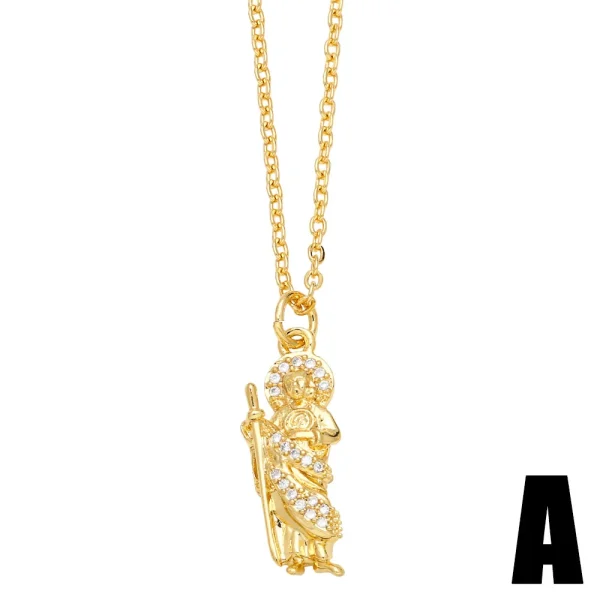 Mecrt Virgin Mary Necklace Simple Collar Religious Our Lady of Guadalupe Alloy Jewelry with Cross for Gift Wholesale