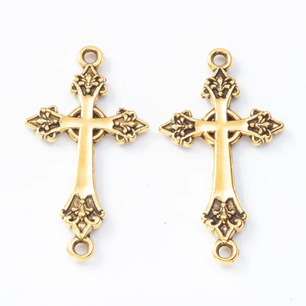 Catholic Cross Double Hole Zinc Alloy Pendant Gold Silver Ancient Bronze DIY Jewelry Accessories Wholesale