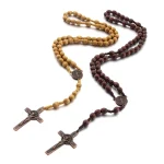 Catholic Rosary Necklace Wooden Beads Cross Jesus Crucifix Decade Paternoster Beads Custom Personalized Rosaries - Image 2
