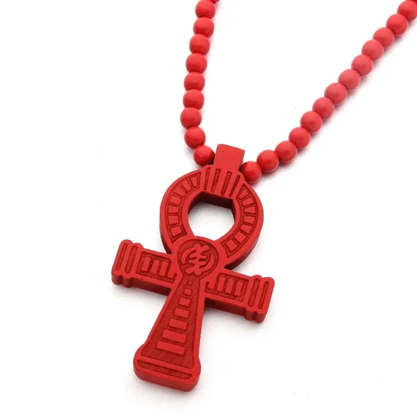 Mecrt Wooden Beads Rosary Necklace 8mm Wood Beaded Necklace Chain Wood Cross Pendant Necklace for Men Christian Cross Je