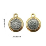 1.6*1.3cm Religious Gold and Silver Alloy St Benedict Medal - Image 6