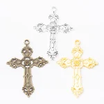 Copper Crucifix Cross Pendant Hollow Christian Cross Accessories Religious Cross Charms DIY for Jewelry Making