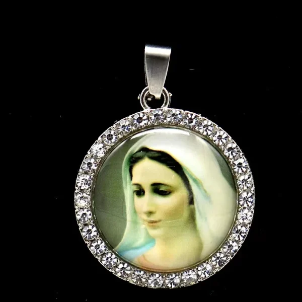 Zinc Alloy Catholic Saint Charm Pendant for Religious Round Jesus Angel Madonna Pendant