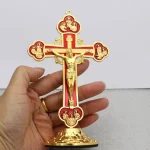 Catholic Jesus Cross Home Office Retro Metal Desk Casted Jewelry Ornaments Elegant Cross-Themed Decorative Accessories - Image 2