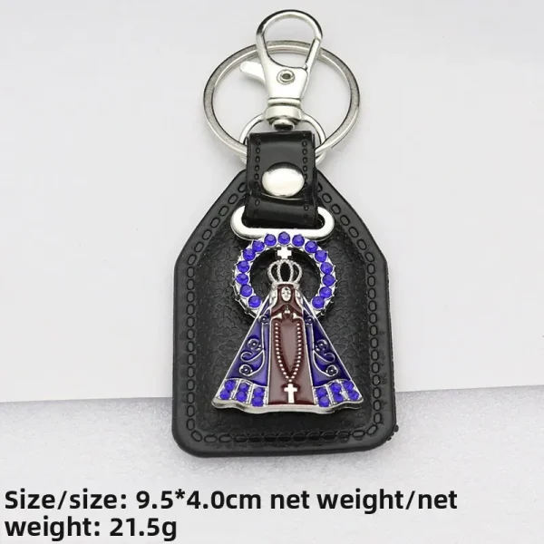 Catholic metal PU micro-inlaid enamel color keychain accessories pendant