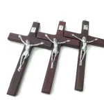 7*12cm Wholesale Wine Red Handmade Wood Cross Religious Jesus Blessing Pendant Charms Crucifix - Image 3