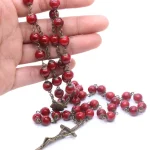 Catholic Rosary Hot Sell Bronze Cross Red Beads prayer beads Necklace Easter Bonus - Image 2