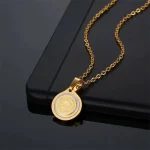 Christian Gold Stainless Steel Catholic Vintage Medal Religious Beaded Cross Design Necklaces Mary Virgin Our Lady Pendant - Image 2