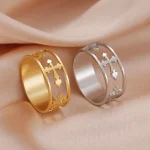 Cross Ring Fashion Trend Cut Half Hollow Titanium Steel Ring Men's and Women's Stainless Steel Ring Jewelry Wholesale