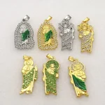 DIY Jewelry Components Hollow-Out Gold Plated Zinc Alloy Jesus Pendant Religious Style Triangle Zircon Charms