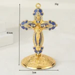Catholic Jesus Cross Crucifix Creative Metal Cross Crucifix Catholic Jesus Desktop DecorationsOrnaments Home Metal Crafts - Image 2