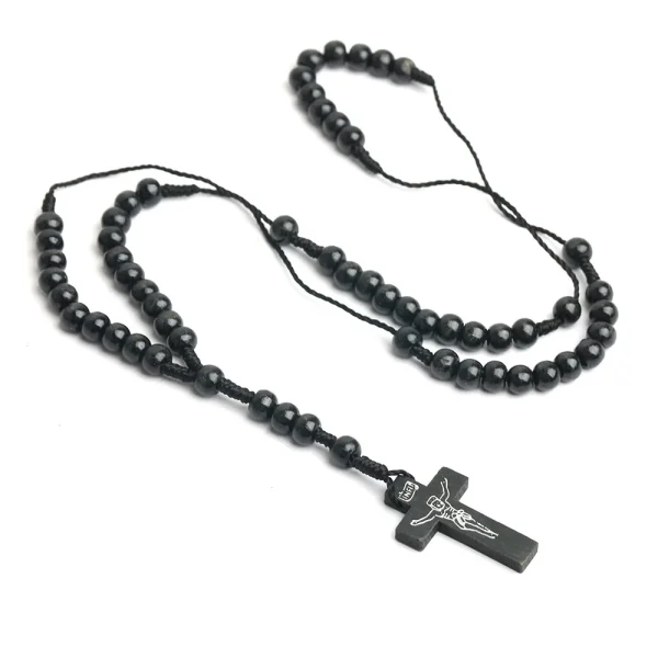 Catholic Rosary Natural Pine Beads Cross Player Beads Rosary Necklace Men Women Christiani Jewelry Wholesale Easter Chur