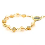 Wholesale Catholic Rosary Bracelet Prayer Fashion Cross Bracelet Gold Imitation Glass Pearl Handcrafted Curved Needle Bracelet - Image 5