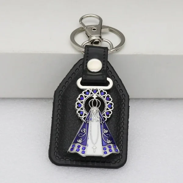 Catholic metal PU micro-inlaid enamel color keychain accessories pendant