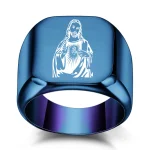 Catholic Jesus Ring Picture Christ Titanium Steel Square Glossy Stainless Steel Christian Rings Gold Black Ring Wholesale - Image 4
