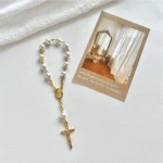 Best Selling Catholic Mini Rosary Beaded Bracelets with Heart Cross Finger Chain Gold Plated Baptism Communion Gift for Baby - Image 6