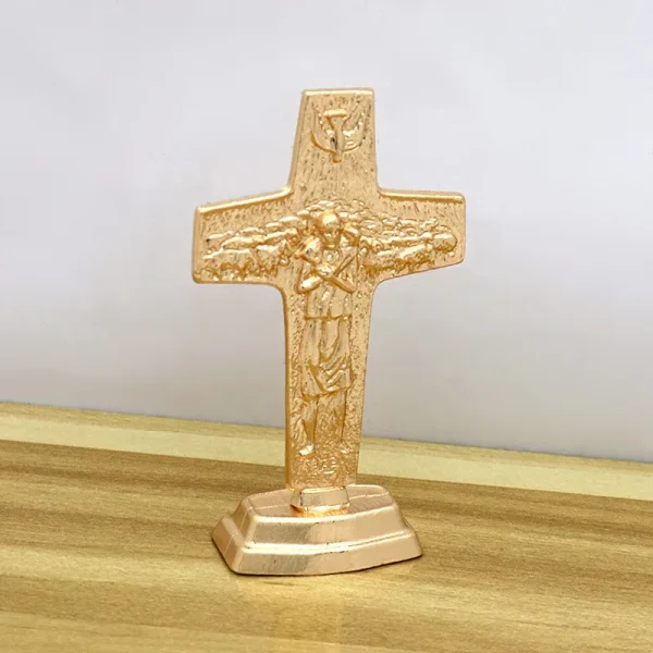 Mecrt Home Decorations Collection Vintage Gold/Silver Metal Cross Table Ornaments for Souvenirs Business Birthday Craft 