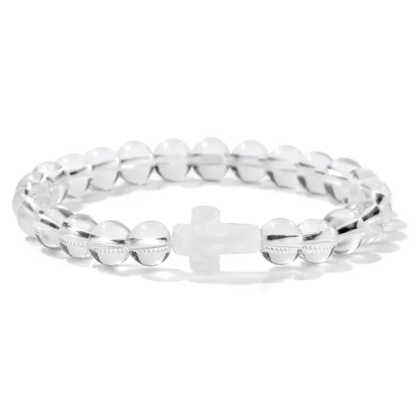 Winter Retro Cross Beads Bracelet Gem Versatile Multi-Color Pearl Beads Religious Style Trendy Gift for Bracelet