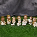 Christmas Gifts Cartoon Jesus Was Born Manger Ornaments Virgin Figures Resin Crafts Home Lighting Decorations Sculpture - Image 4