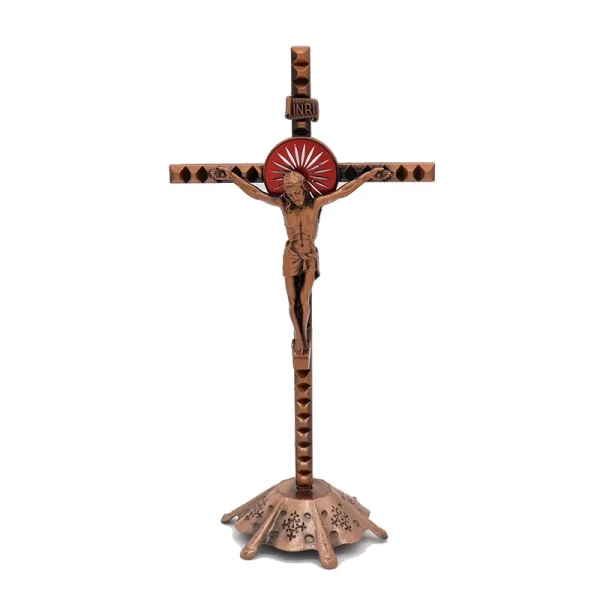 Catholic Crucifix Retro Metal Craft Angel Figurine Engraved Ornaments for Home Office Decoration Retail Spot Supply Whol