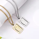 Retro Square Guadalupe Virgin Mary Prayer Necklace Hot-Selling Stainless Steel Medal Cross for Men Women - Image 2
