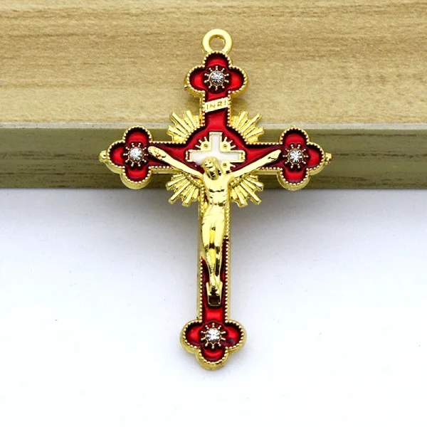 Metal Cross Crucifixes Christ Jesus Religious Catholic Cross Gift 5.5*3.5cm Multiple Colors Jewelry Pendants Wholesale