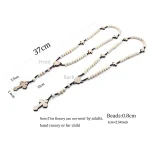 Wholesale Religious Log Handmade Cross Jesus Pendant 8mm Wooden Beads Rosary Necklace Baptism Catholic Gift - Image 5