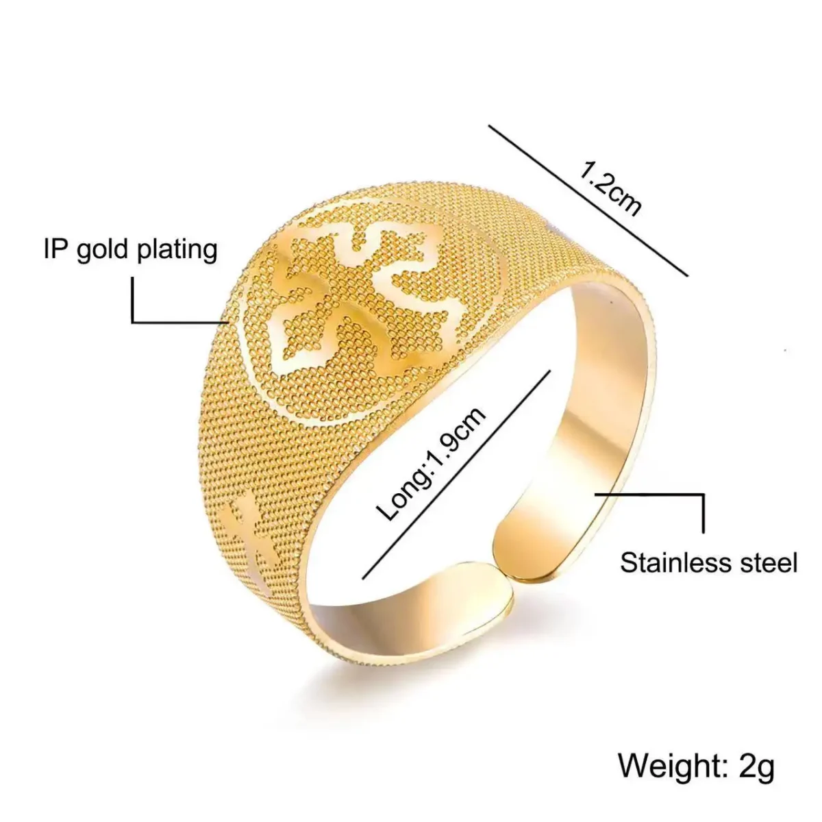 Catholic Stainless Steel Religious Open Ring Gold Plating Textured Jesus Cross Princess Engagement Party Religious Jewelry - Image 3