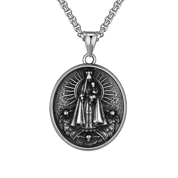 Mecrt St. Francis of Assisi Gothic Necklace for Men Our Lady Jesus Pendant with Bead Chain Necklaces Wholesale