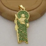 DIY Jewelry Components Hollow-Out Gold Plated Zinc Alloy Jesus Pendant Religious Style Triangle Zircon Charms - Image 5