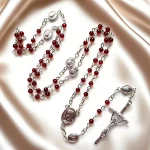 Hot Sell Catholic Rosaries Religious Rosary Necklace Red Glass Beads Cross Necklace for Prayer