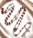 Hot Sell Catholic Rosaries Religious Rosary Necklace Red Glass Beads Cross Necklace for Prayer